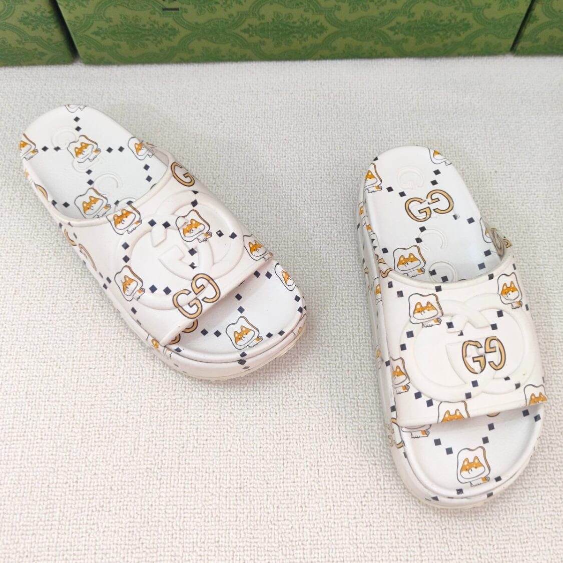 Web G Monogram Slide Sandals