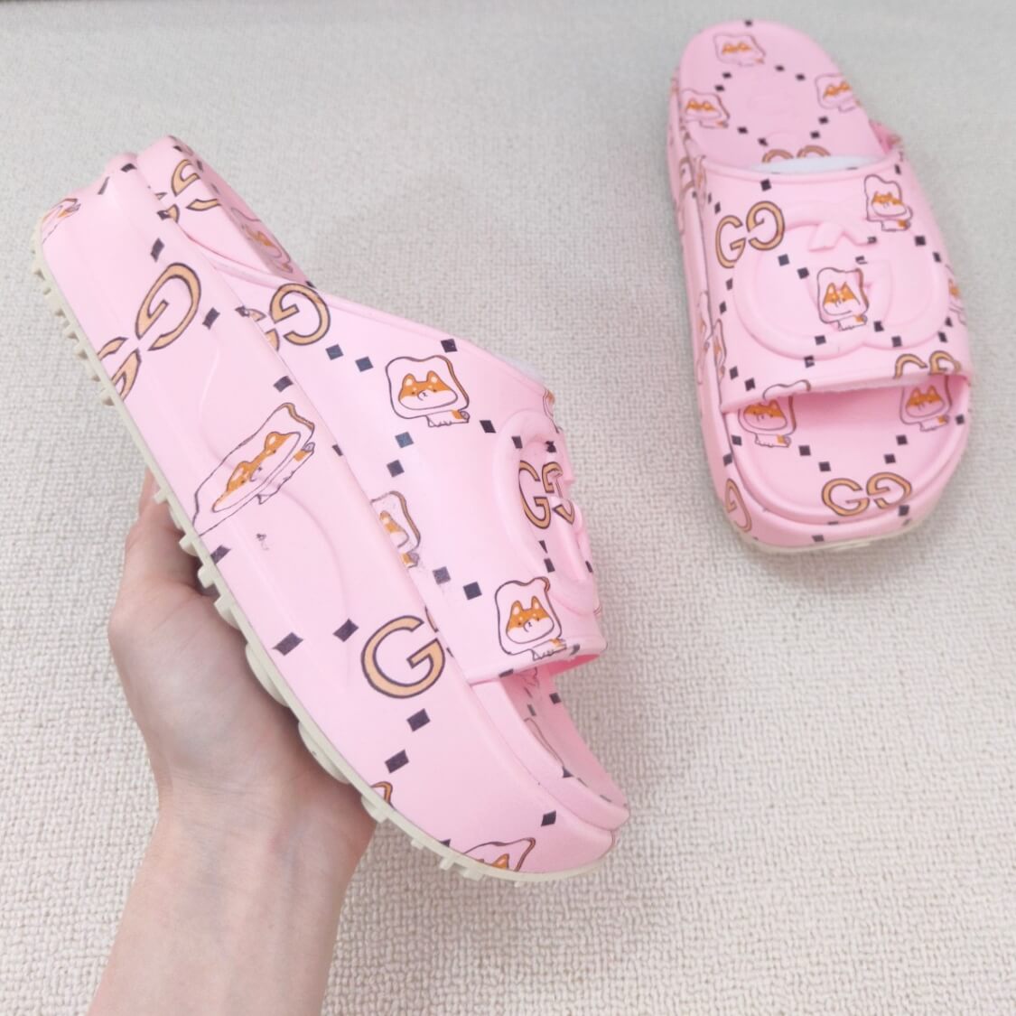 Web G Monogram Platform Slide Sandals 