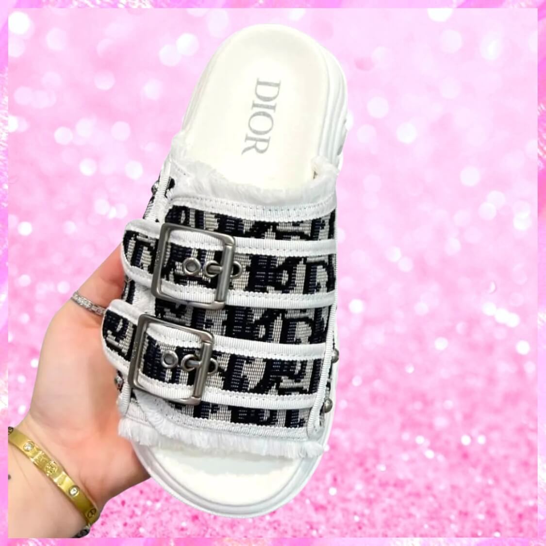 Buckle Strap Slides In White