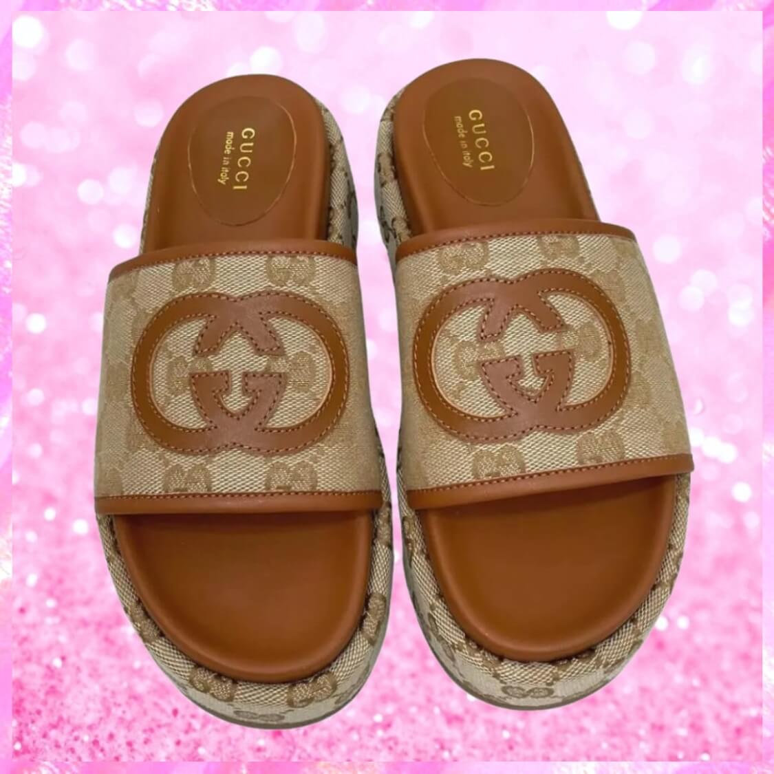 Canvas Flatform Sliders Tan/Beige