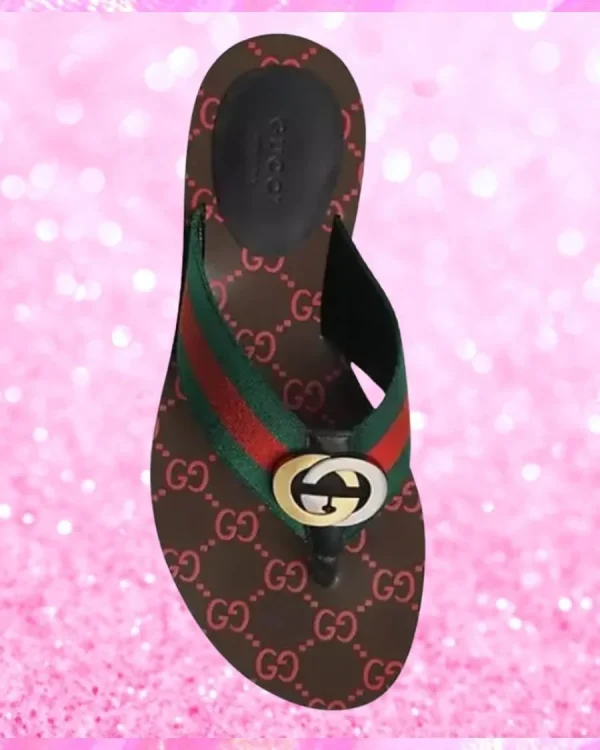 Canvas Thong Sandals In Black/Red