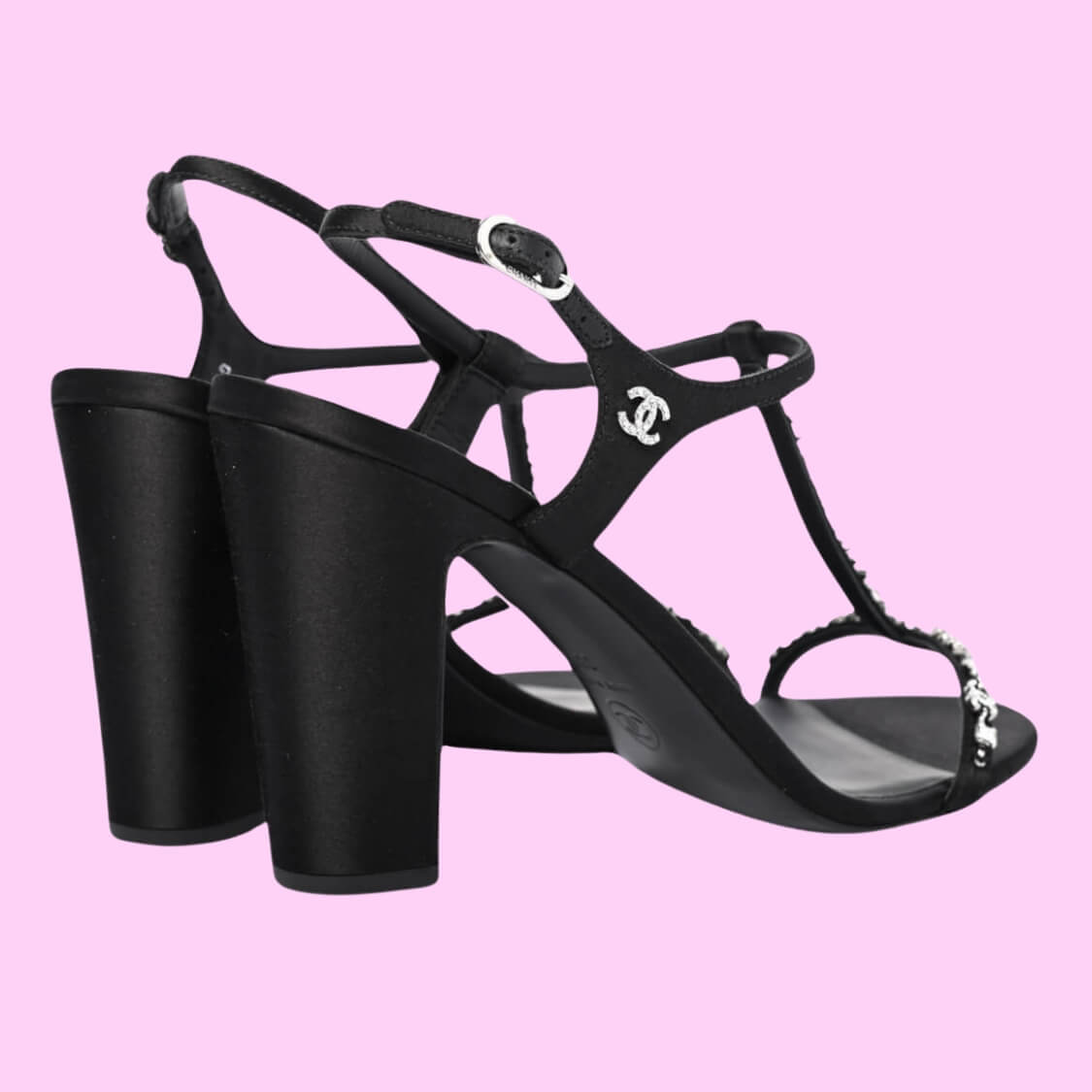 Crystal CC Star Sandals In Black