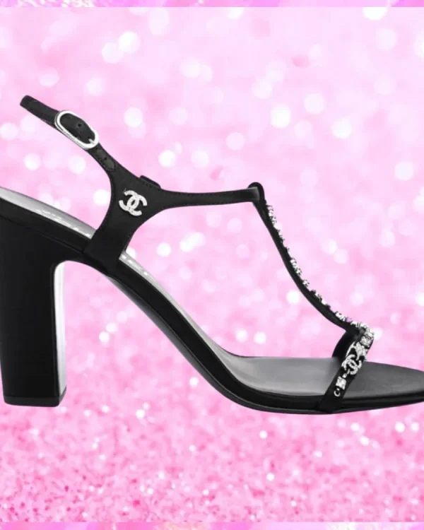 Crystal CC Star Sandals In Black