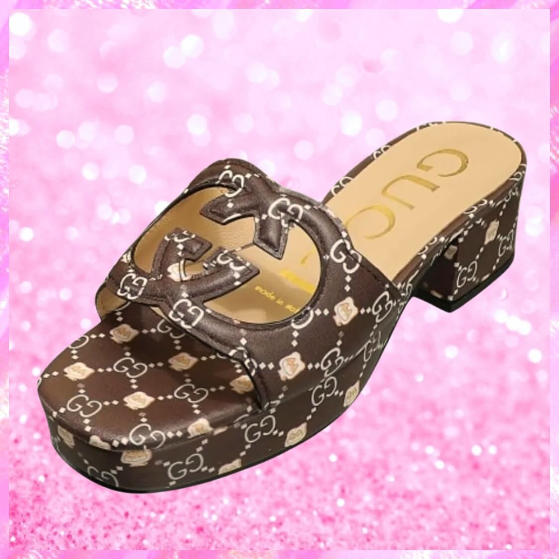 Cut Out Web Logo Mule Sandals In Brown
