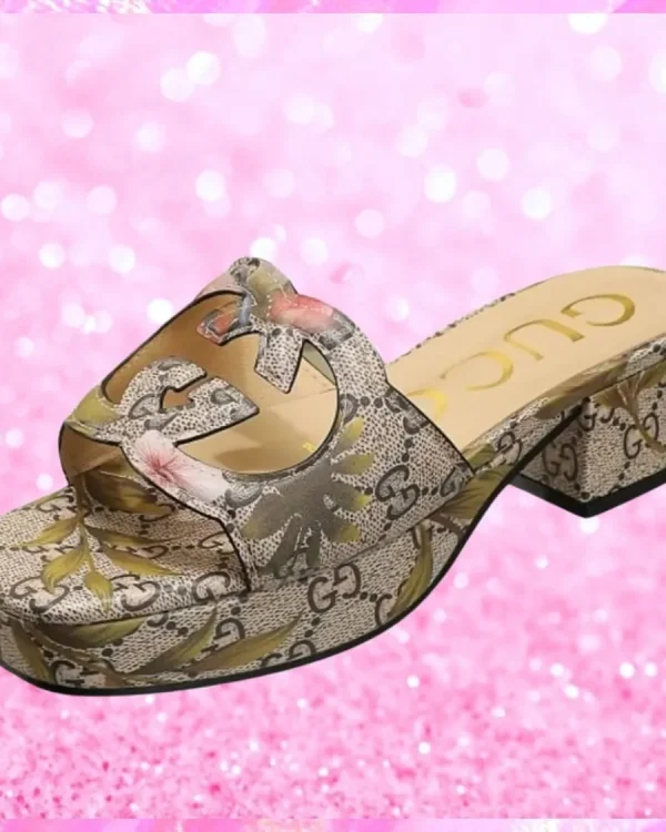 Cut Out Floral Web Logo Mule Sandals In Classic