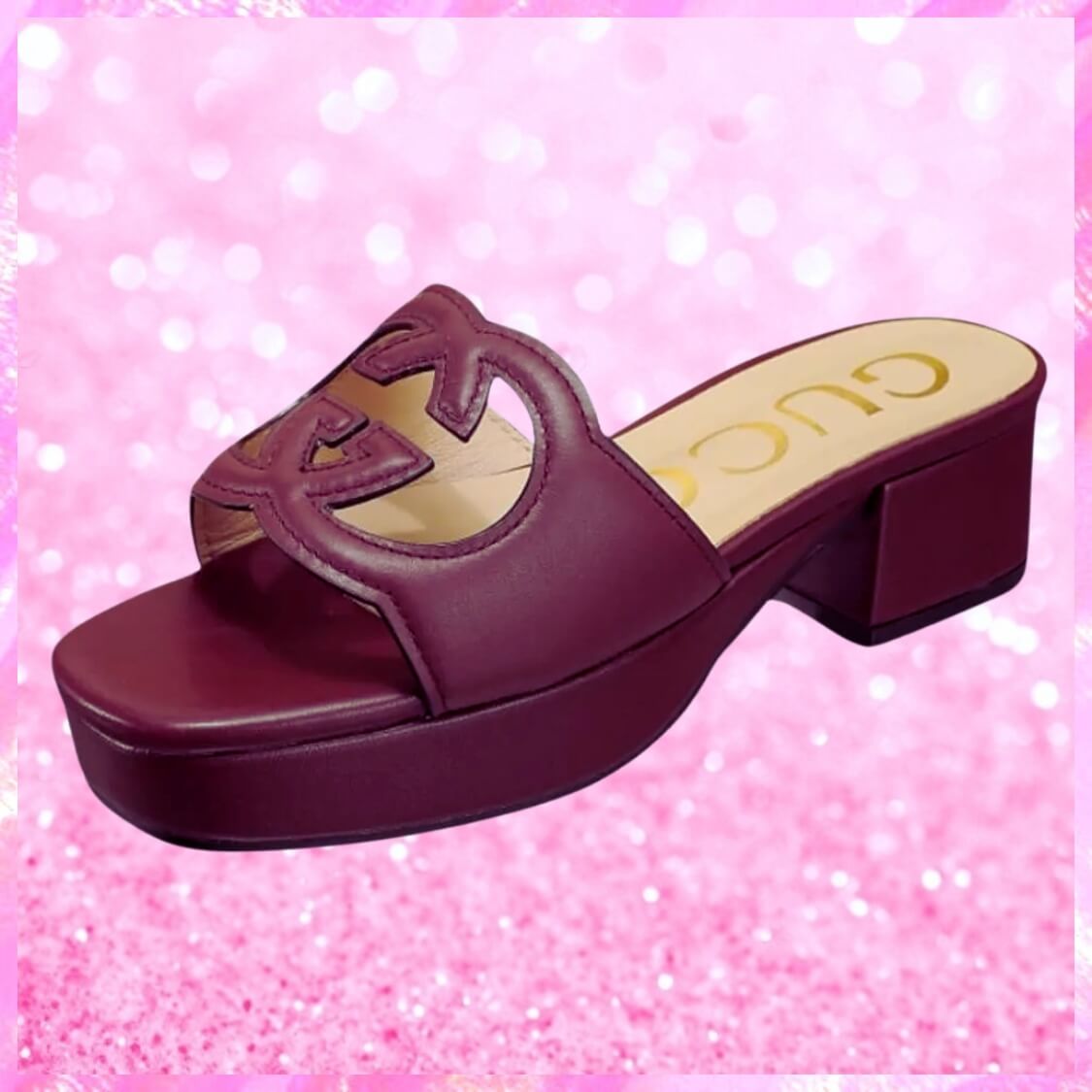 Cut Out Logo Mule Sandals In Deep Burgundy