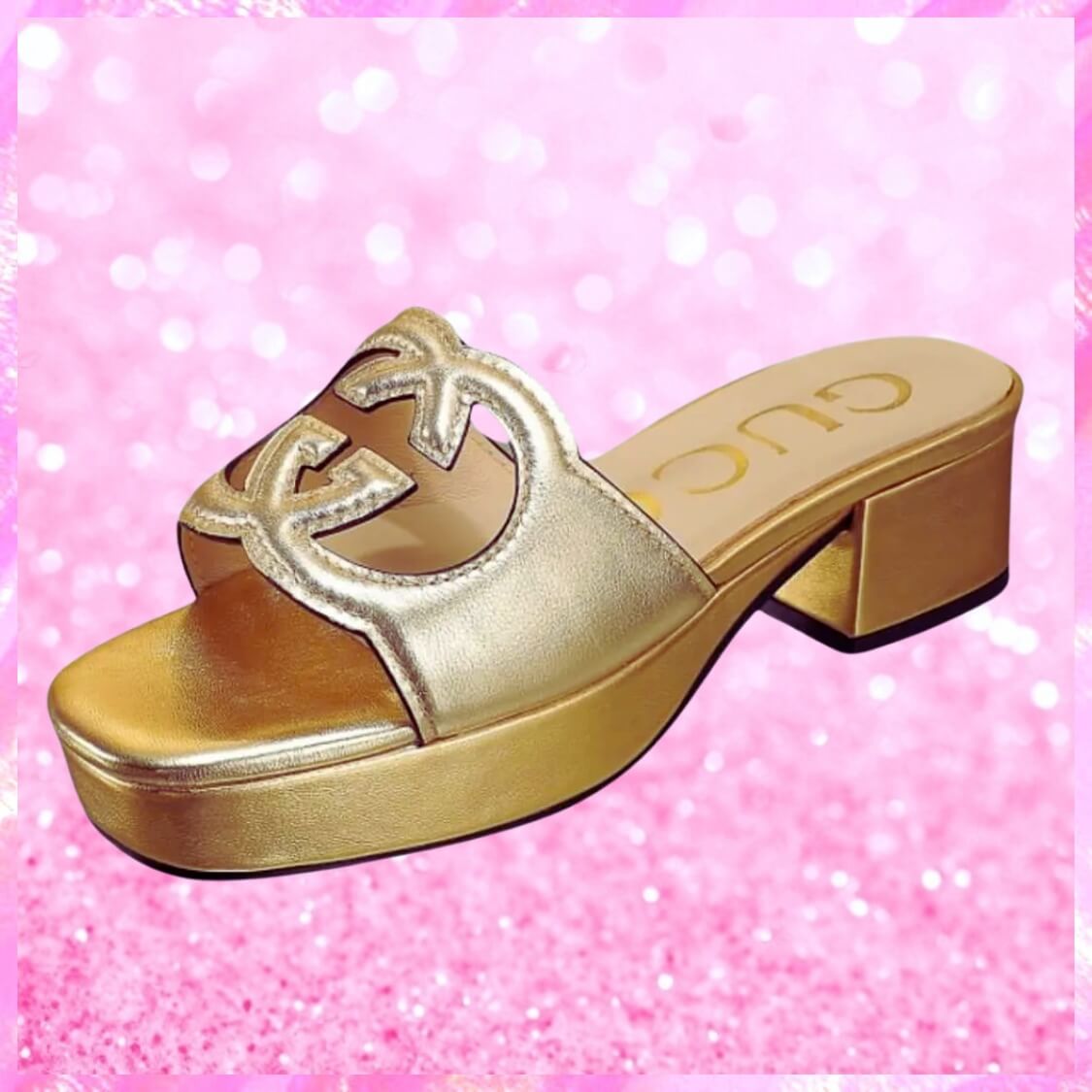 Cut Out Logo Mule Sandals In Gold