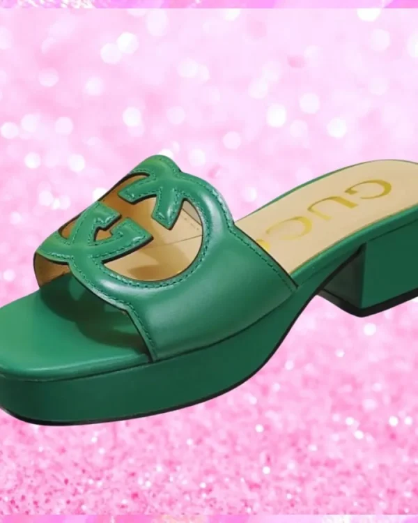Cut Out Logo Mule Sandals In Green