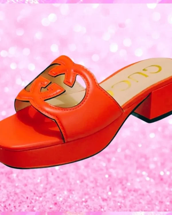 Cut Out Logo Mule Sandals In Orange