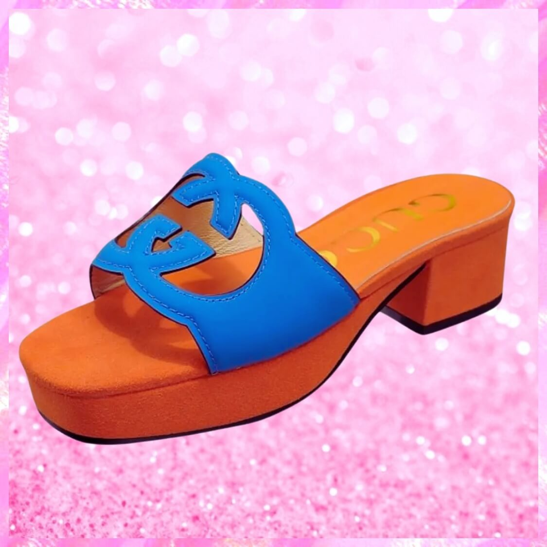 Cut Out Logo Mule Sandals In Orange/Blue