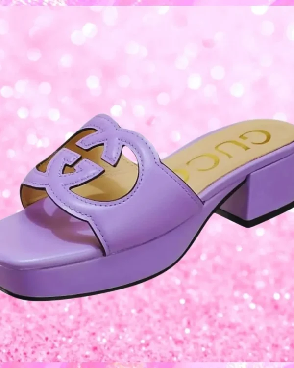 Cut Out Logo Mule Sandals In Lilac
