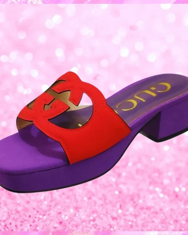 Cut Out Logo Mule Sandals In Purple/Red
