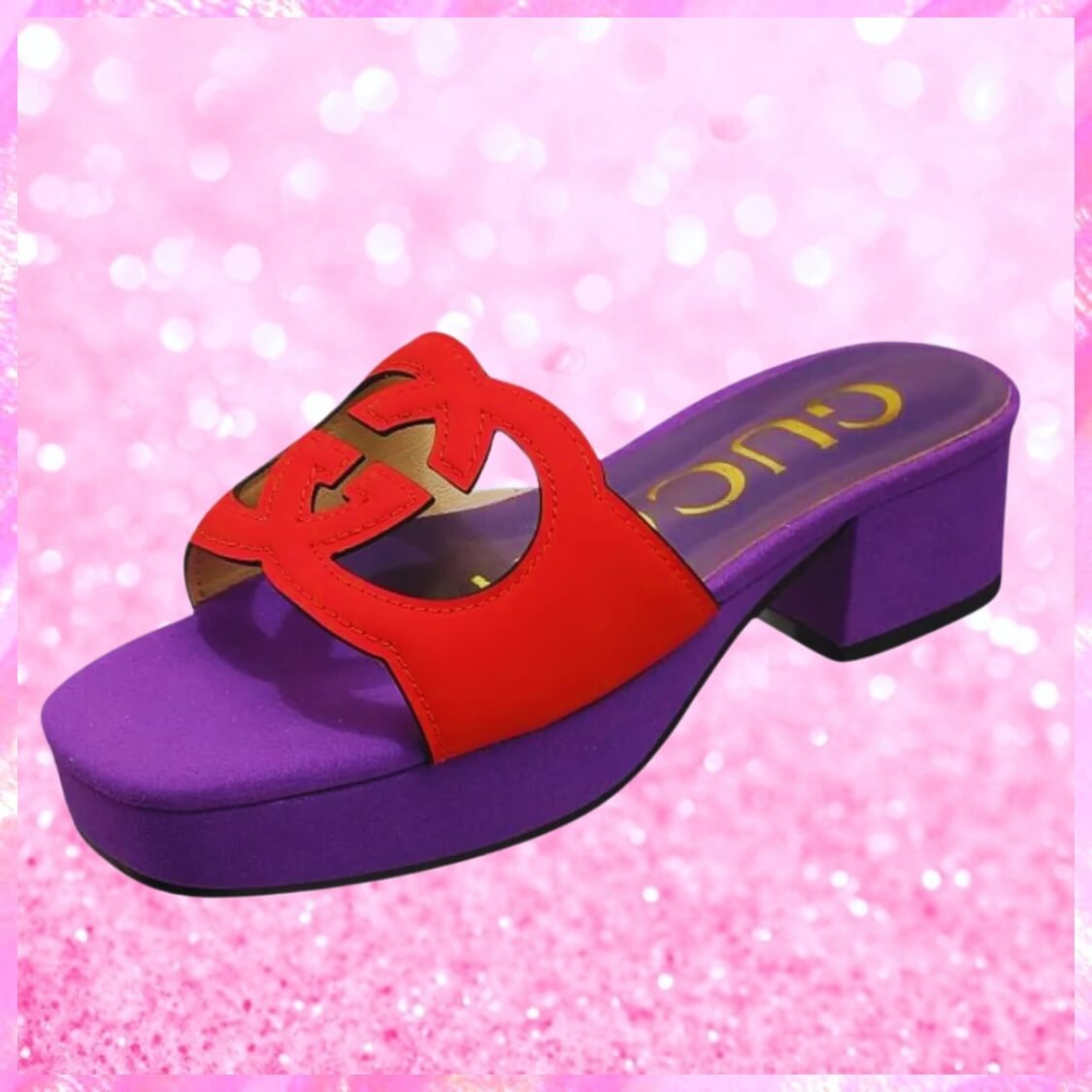 Cut Out Logo Mule Sandals In Purple/Red