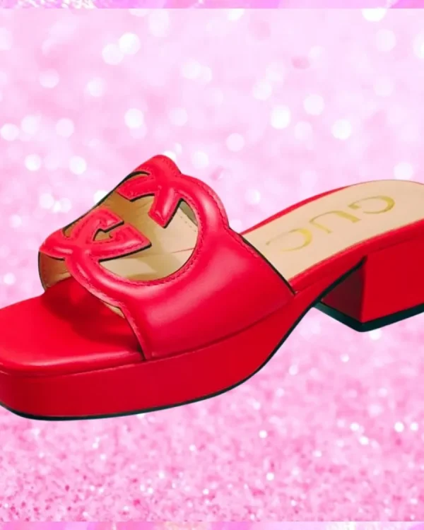 Cut Out Logo Mule Sandals In Red