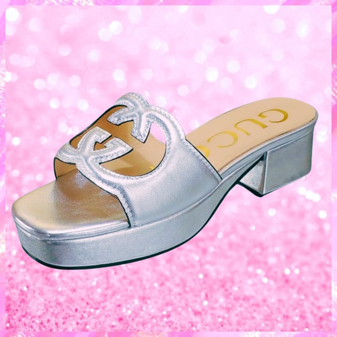 Cut Out Logo Mule Sandals In Silver