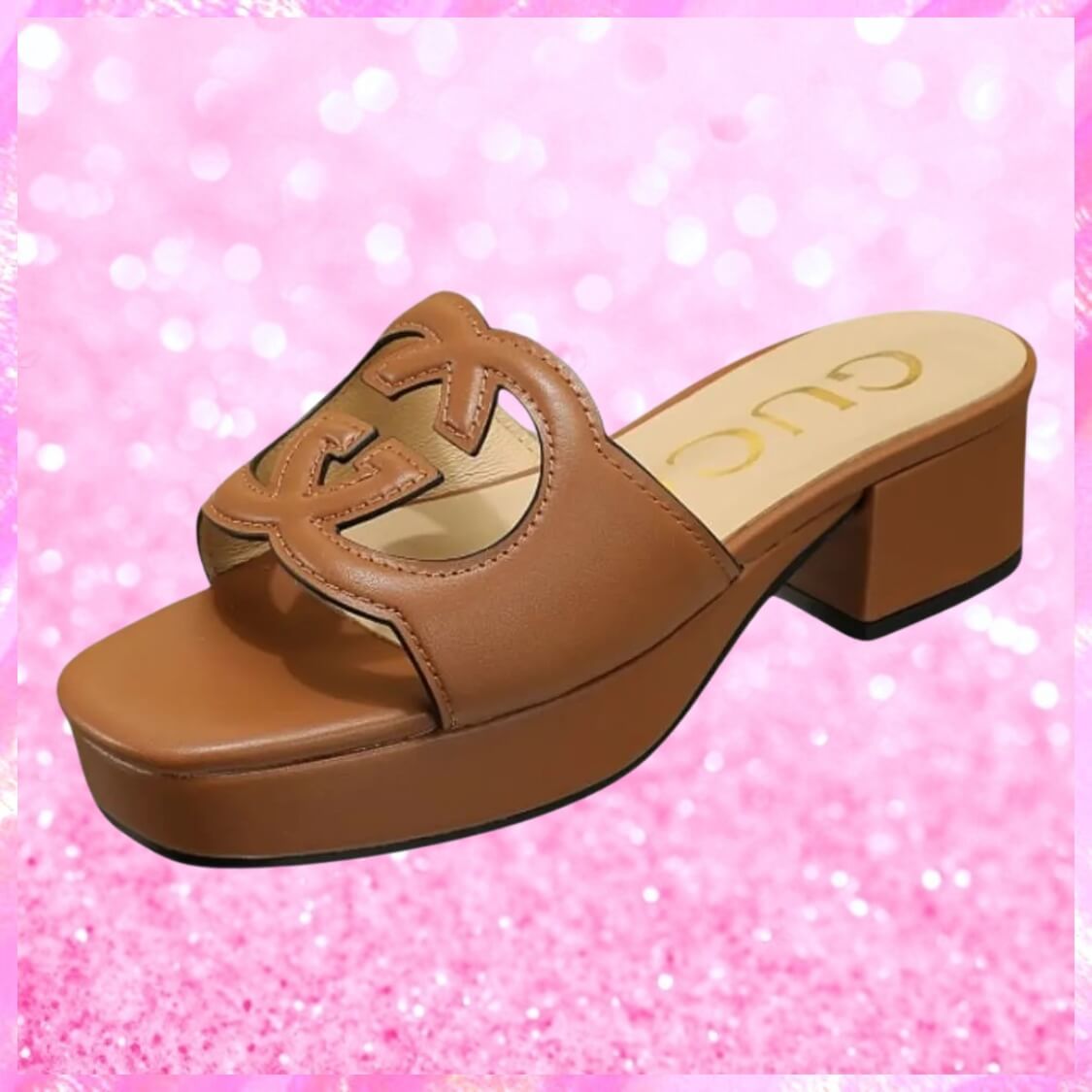 Cut Out Logo Mule Sandals In Tan