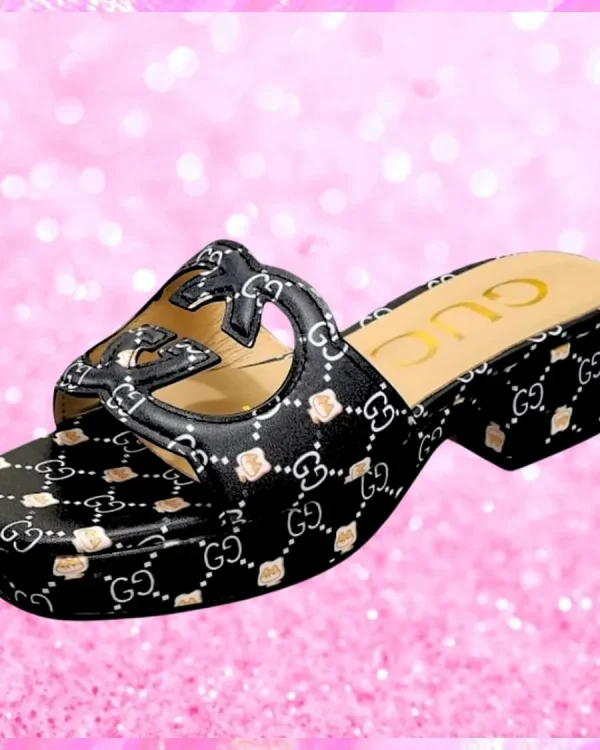Cut Out Web Logo Mule Sandals In Black