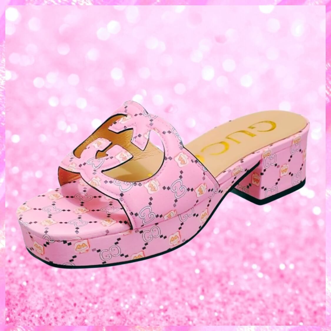 Cut Out Web Logo Mule Sandals In Pink