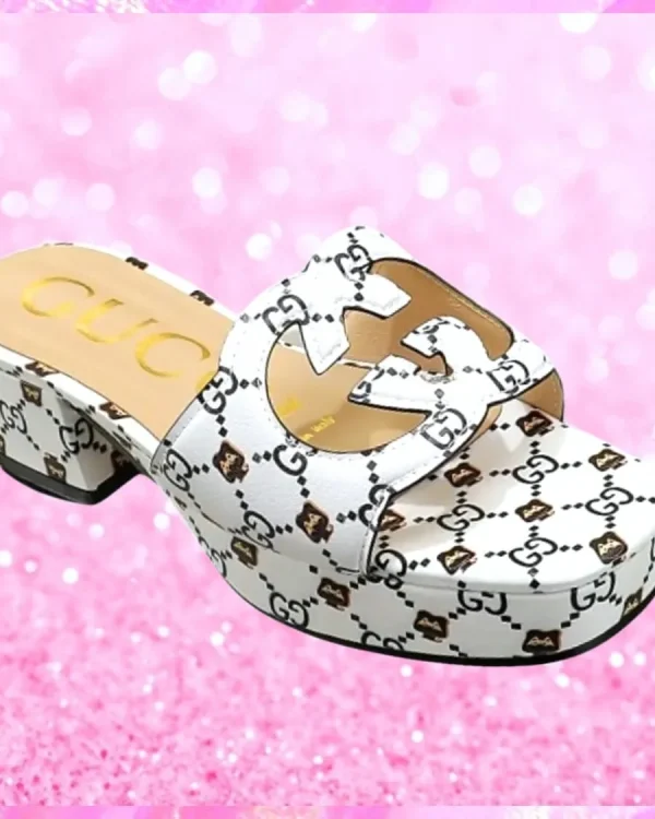 Cut Out Web Logo Mule Sandals In White