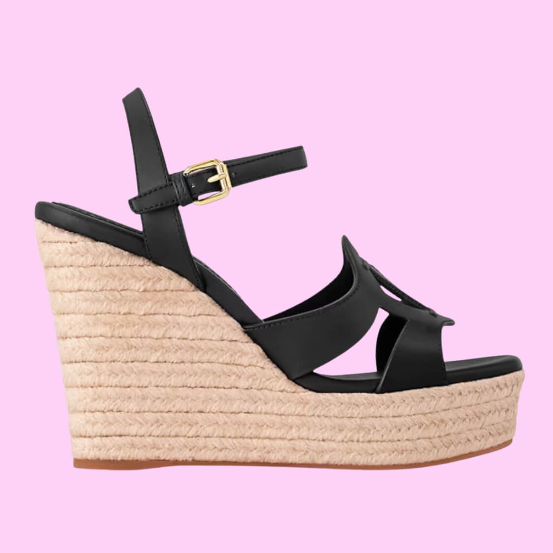 Designer Espadrille Wedge Sandals In Black