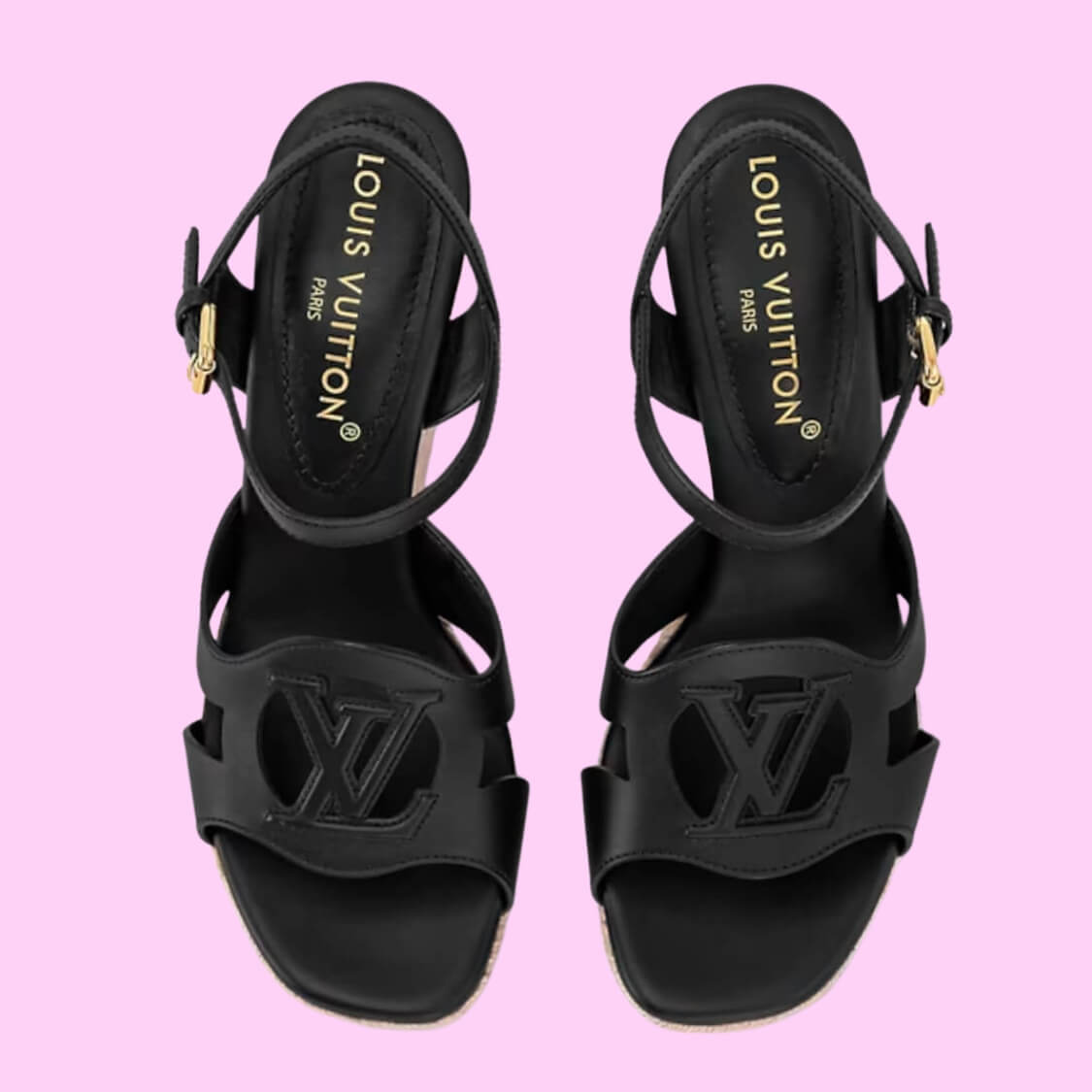 Designer Espadrille Wedge Sandals In Black