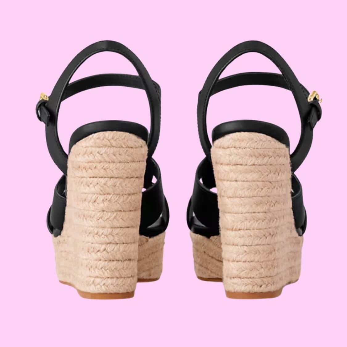 Designer Espadrille Wedge Sandals In Black