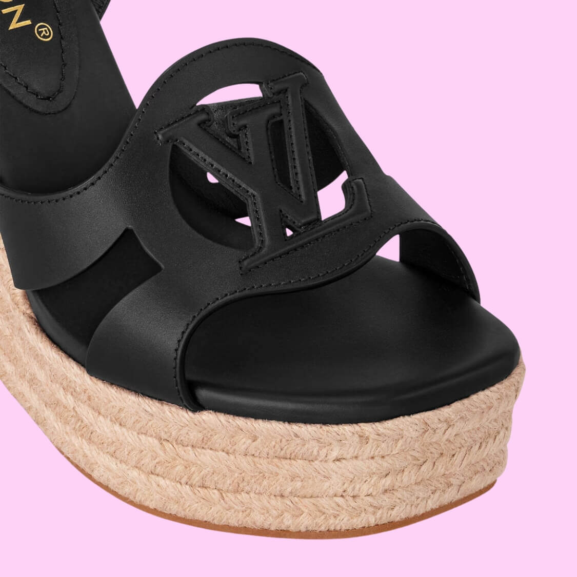 Designer Espadrille Wedge Sandals In Black