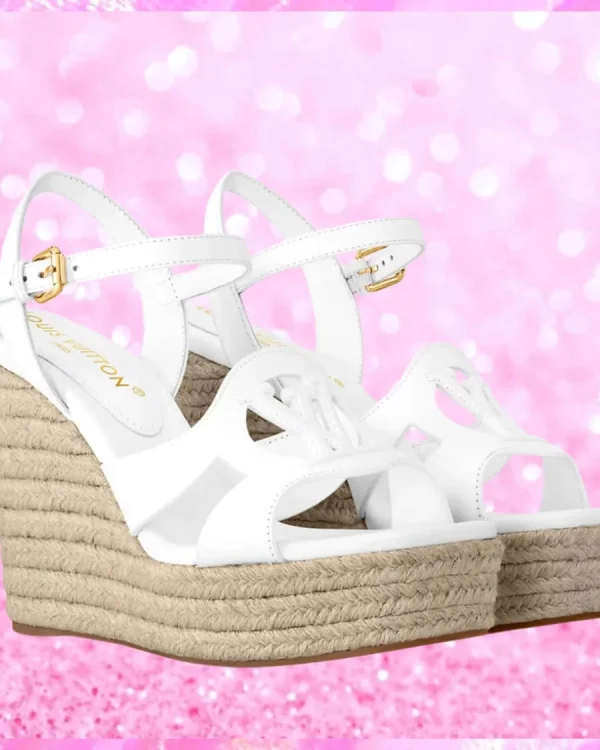 Designer Espadrille Wedge Sandals In White