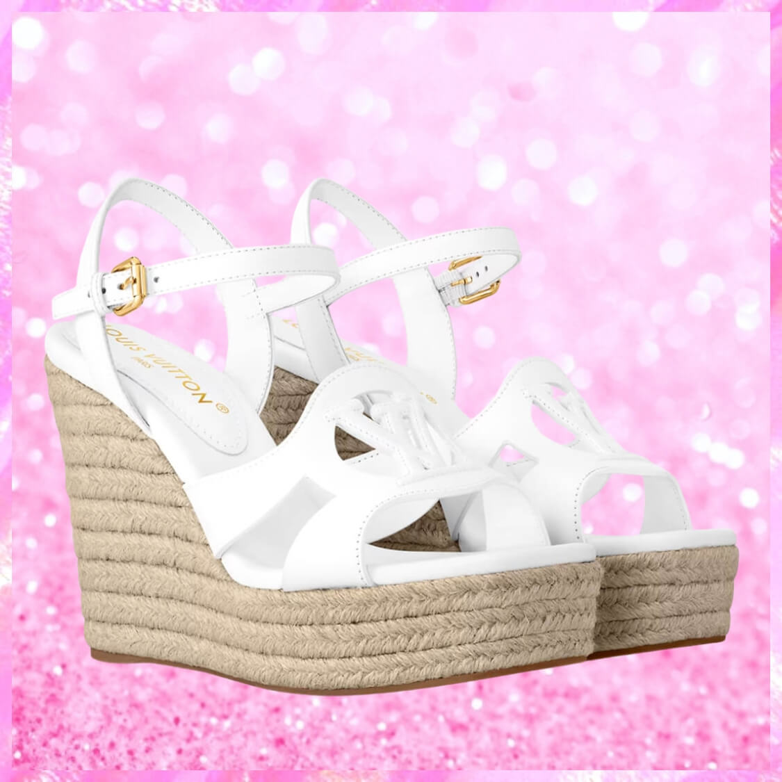 Designer Espadrille Wedge Sandals In White