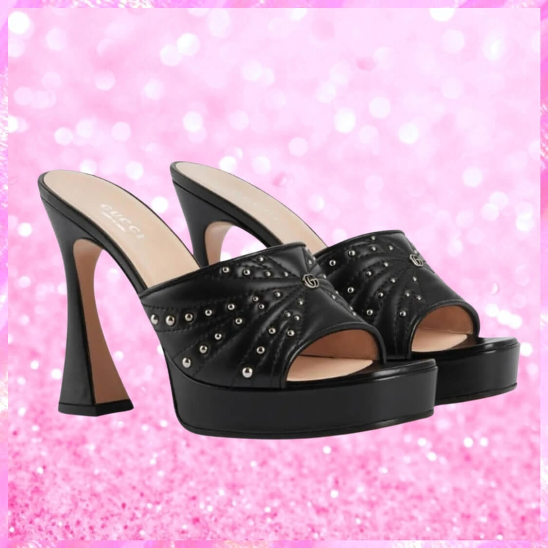 Embellished Flute Heel Mule Sandals