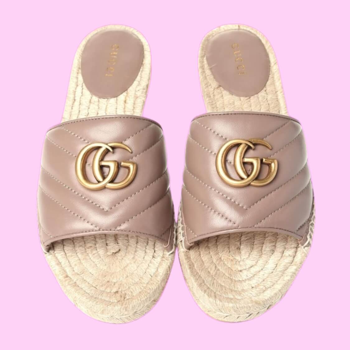 Espadrille Slide Sandals In Brown