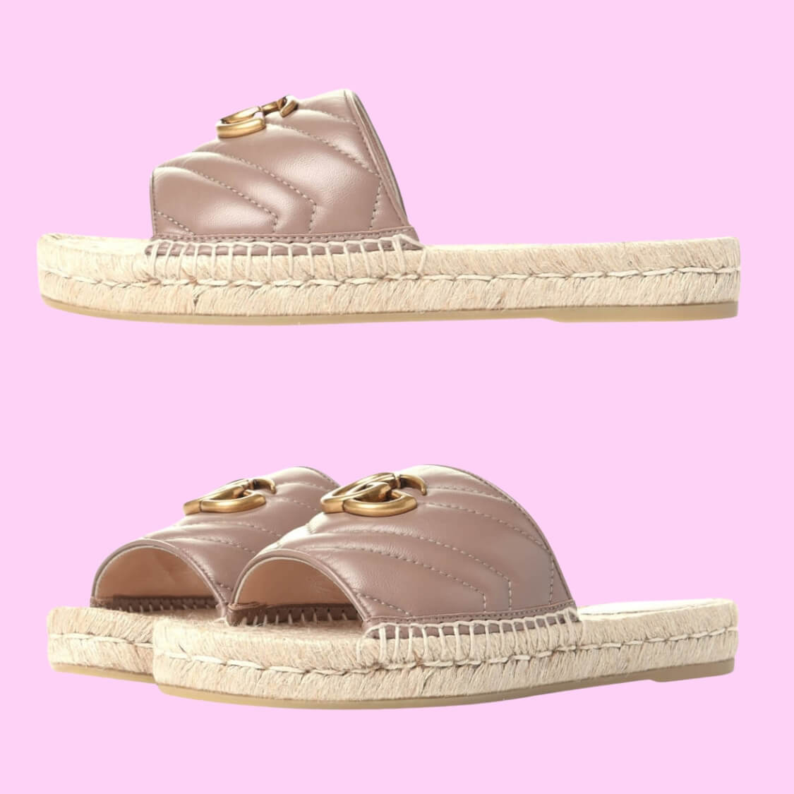 Espadrille Slide Sandals In Brown
