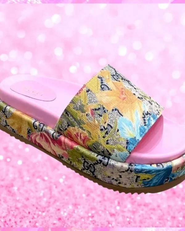 Floral Platform Mule Sandals