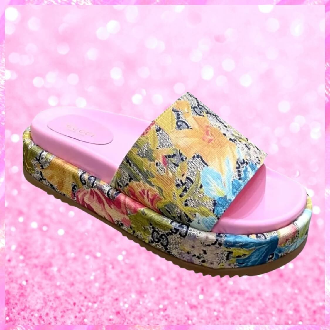 Floral Platform Mule Sandals