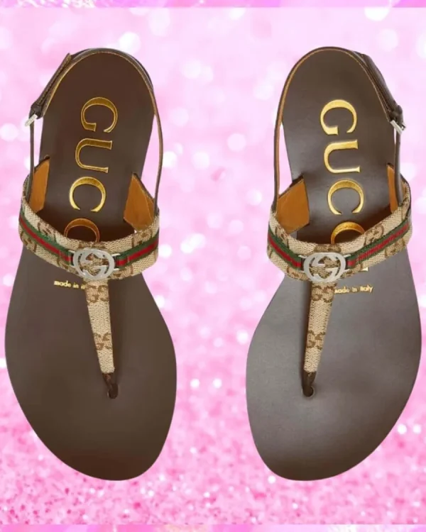 G Web Stripe Sandals In Beige