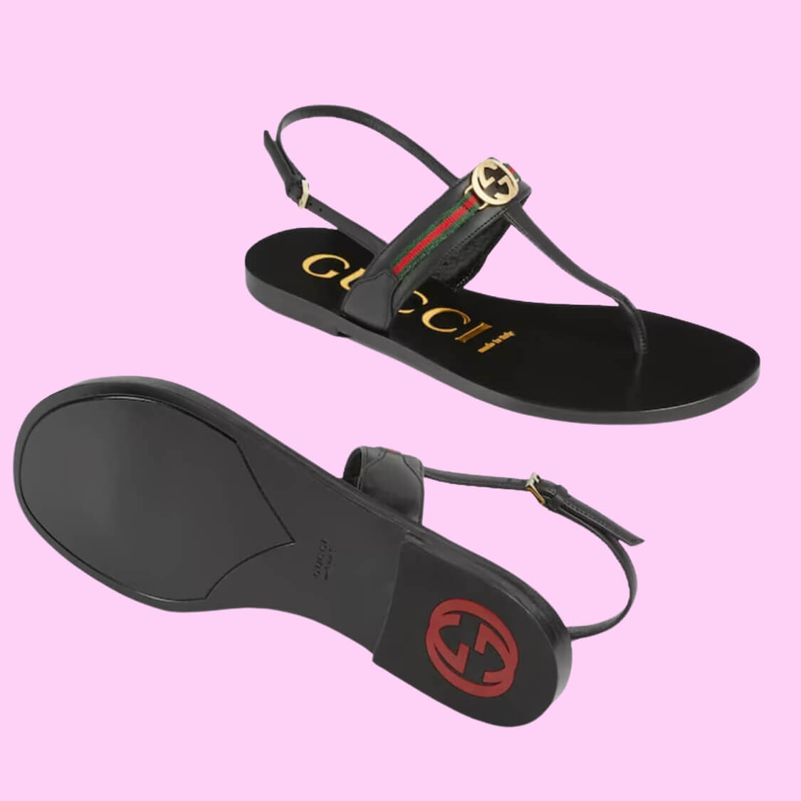 G Web Stripe Sandals In Black