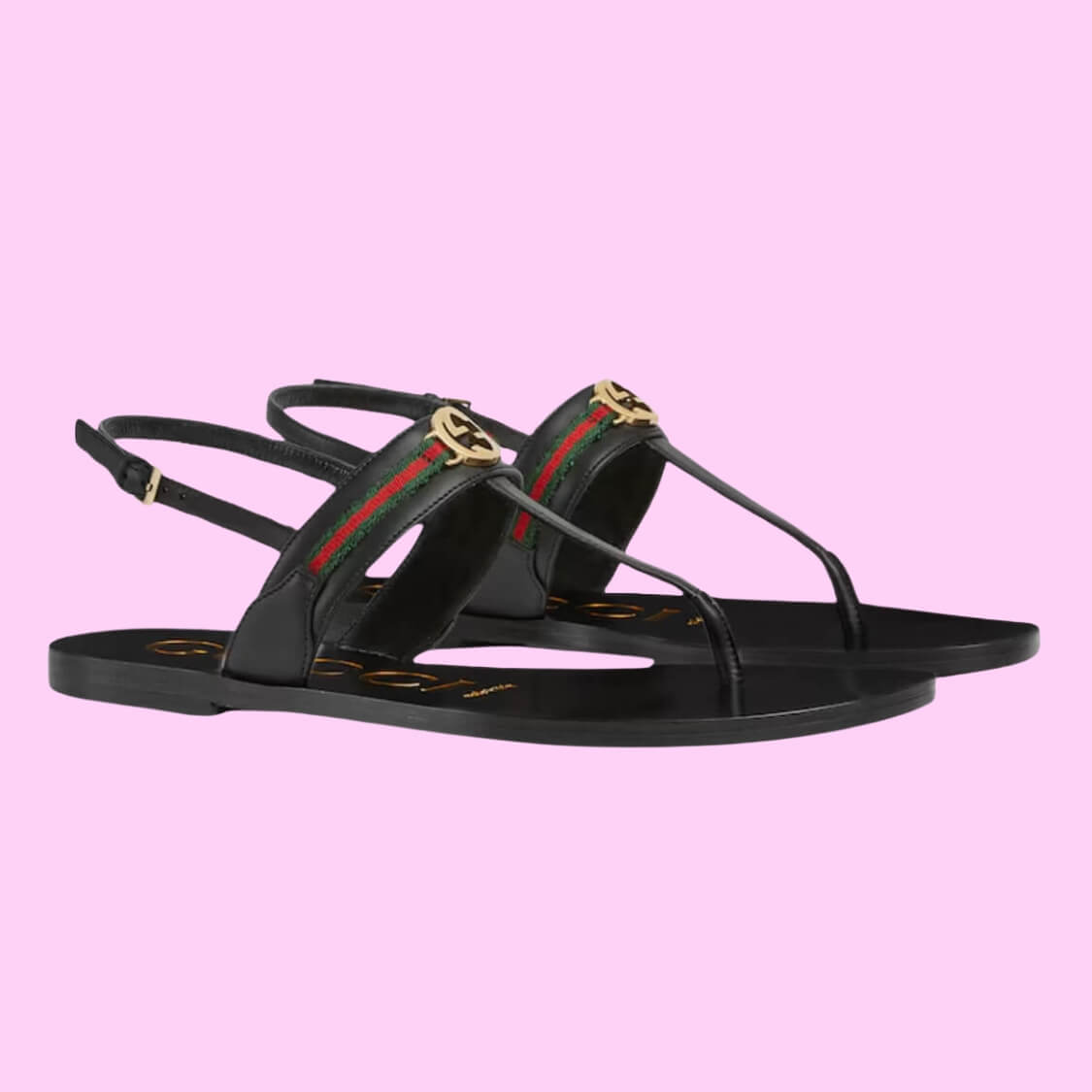 G Web Stripe Sandals In Black
