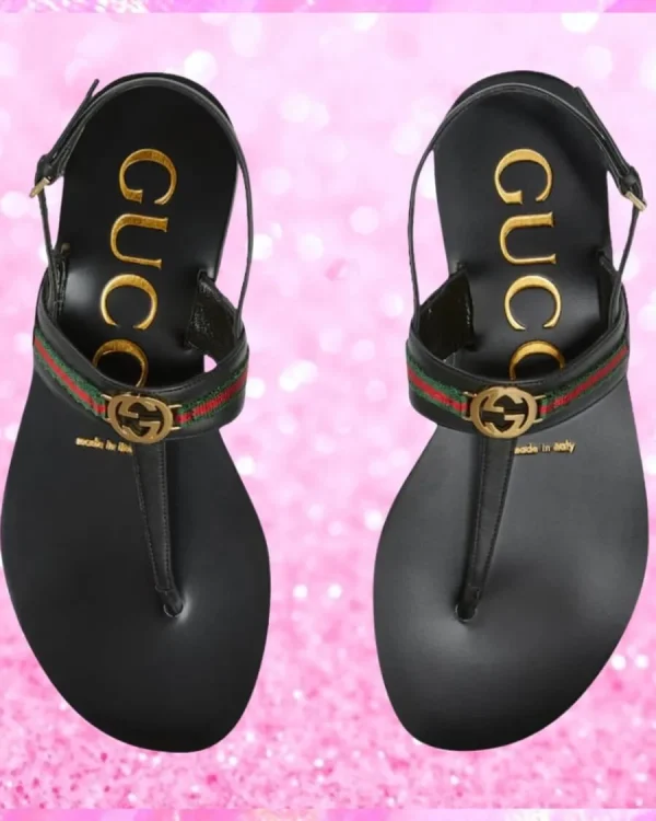 G Web Stripe Sandals In Black