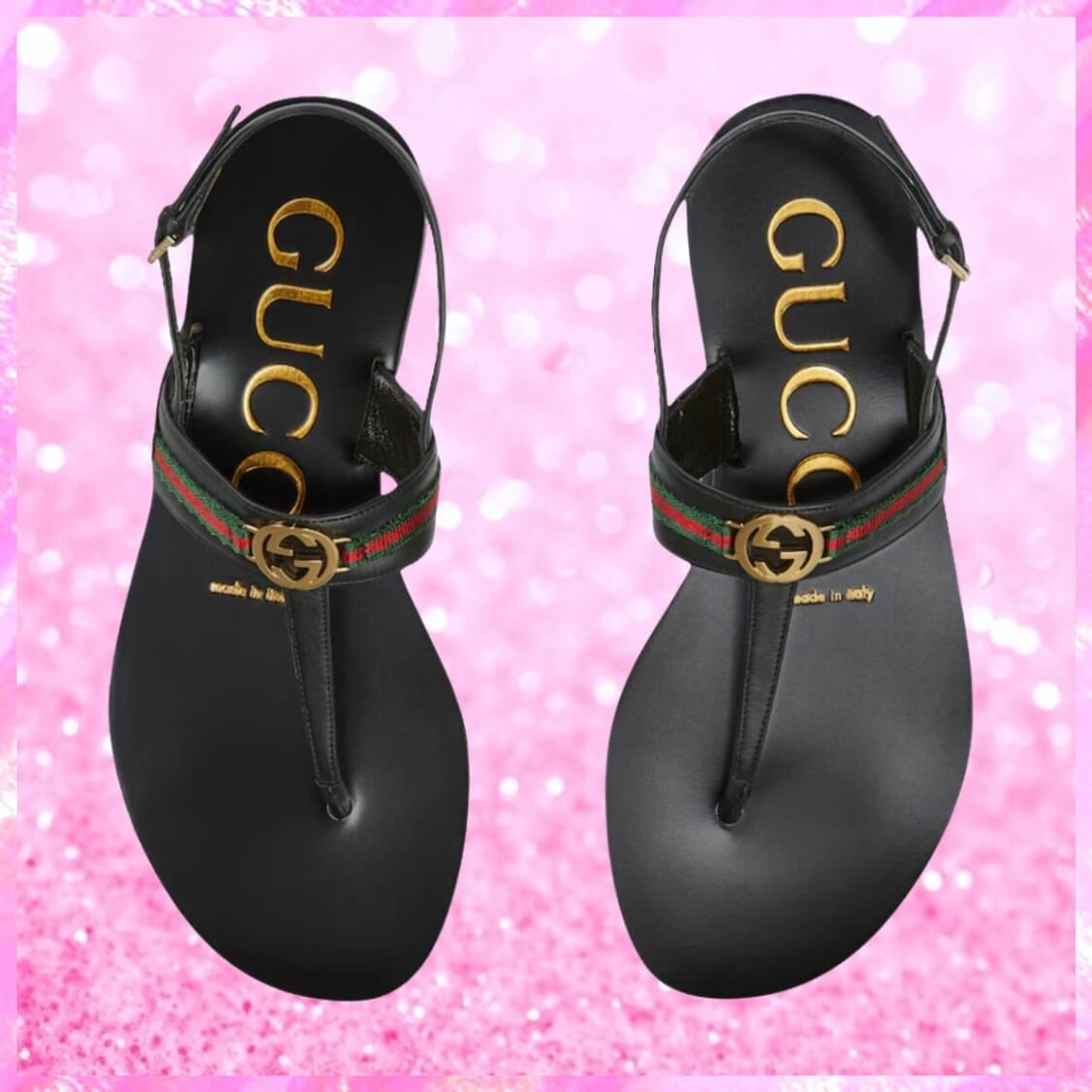G Web Stripe Sandals In Black