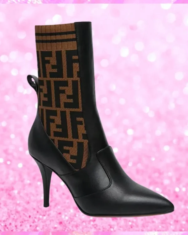 Heel Stretch Fabric Logo Silhouette Ankle Boots