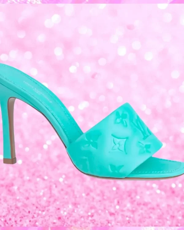 Heeled Revival Mule Sandals In Sky Blue