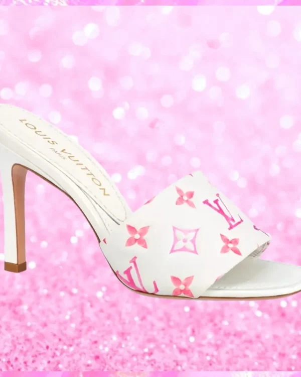 Heeled Revival Mule Sandals In White/Pink