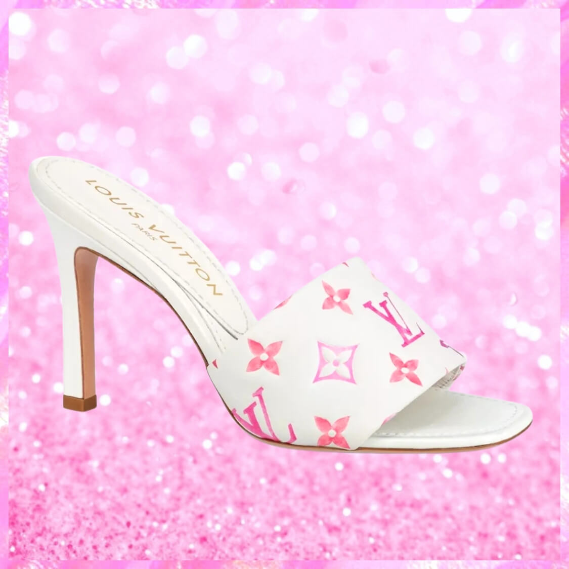 Heeled Revival Mule Sandals In White/Pink