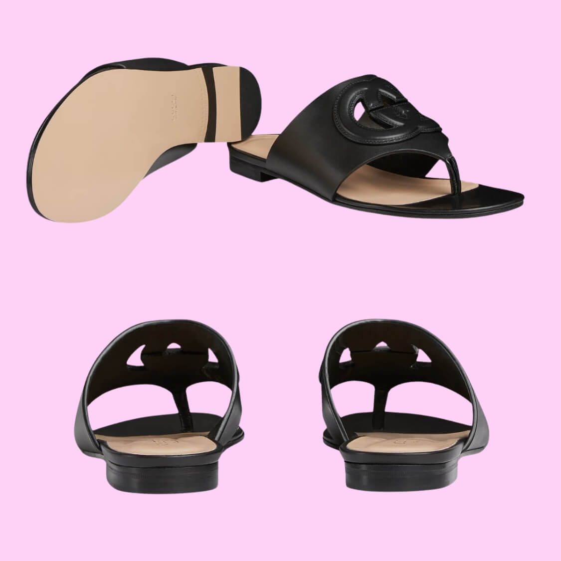 Interlocking G Cut-out Sandal In Black