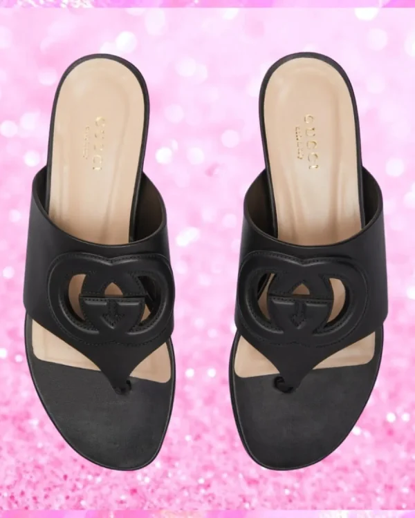 Interlocking G Cut-out Sandal In Black