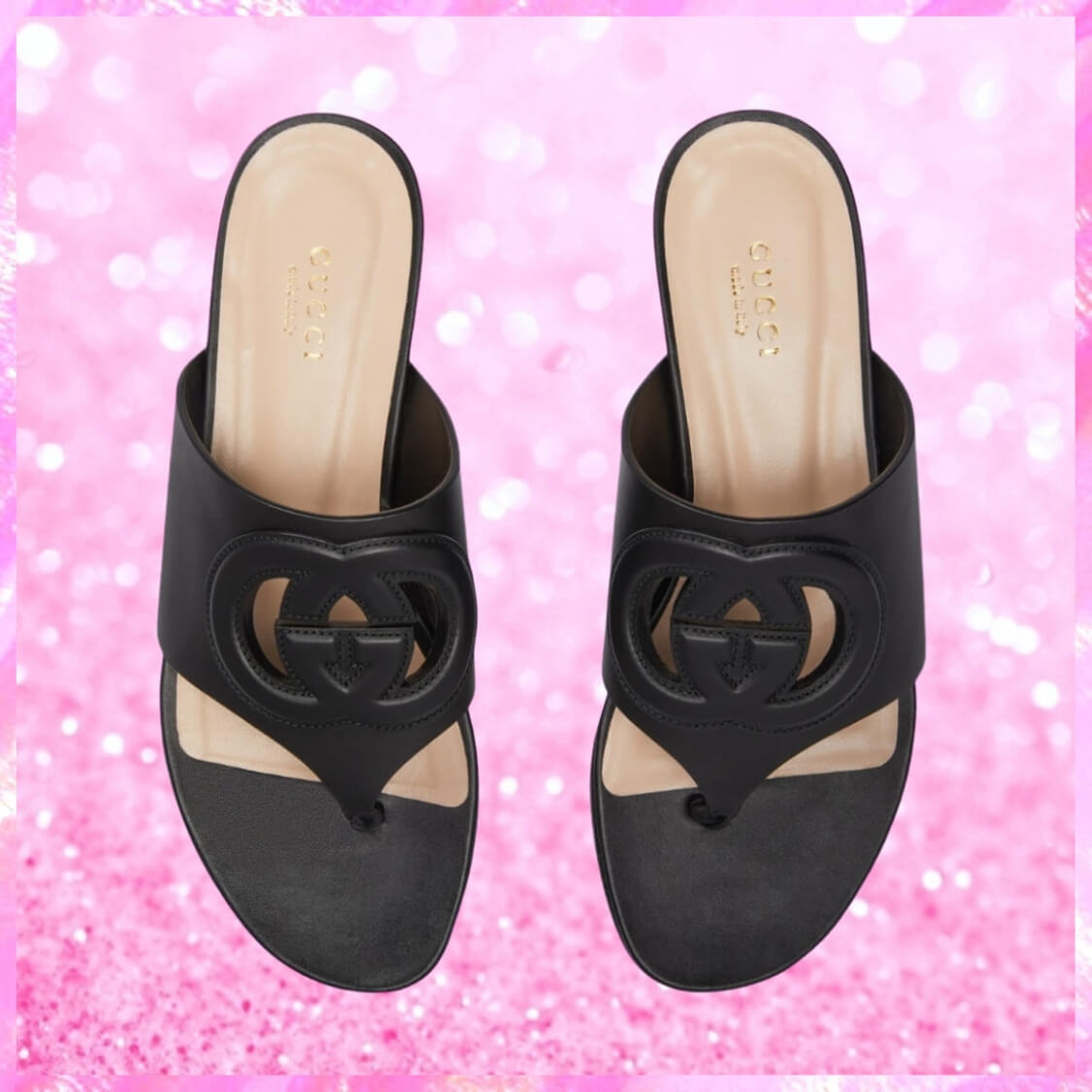 Interlocking G Cut-out Sandal In Black