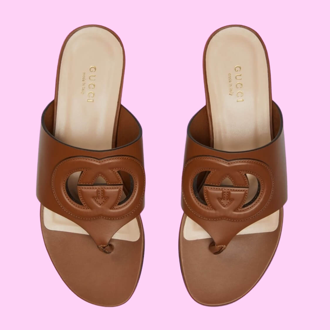 Interlocking G Cut-out Sandal In Brown