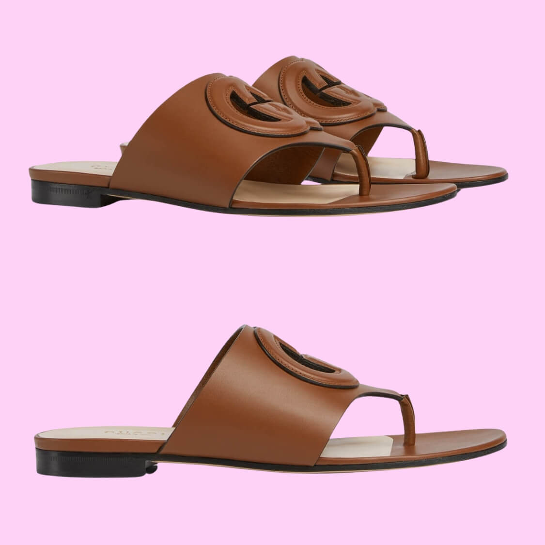 Interlocking G Cut-out Sandal In Brown