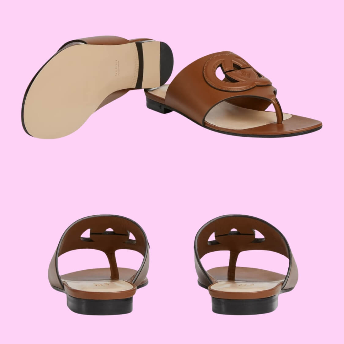 Interlocking G Cut-out Sandal In Brown