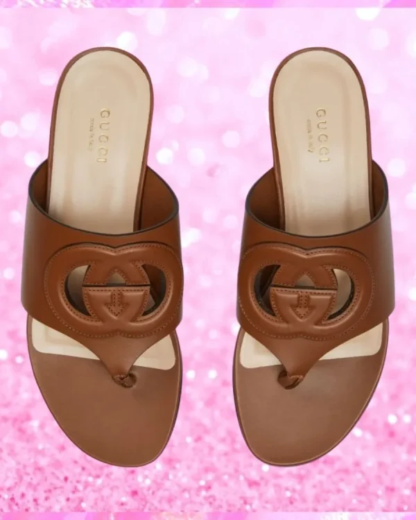 Interlocking G Cut-out Sandal In Brown